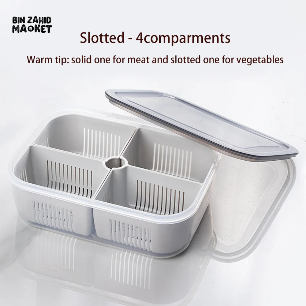 FRIDGE ORGANIZER, DIVIDED VEGETABLE & MEAT BOX, FOOD-GRADE, MICROWAVEABLE. - Image 6
