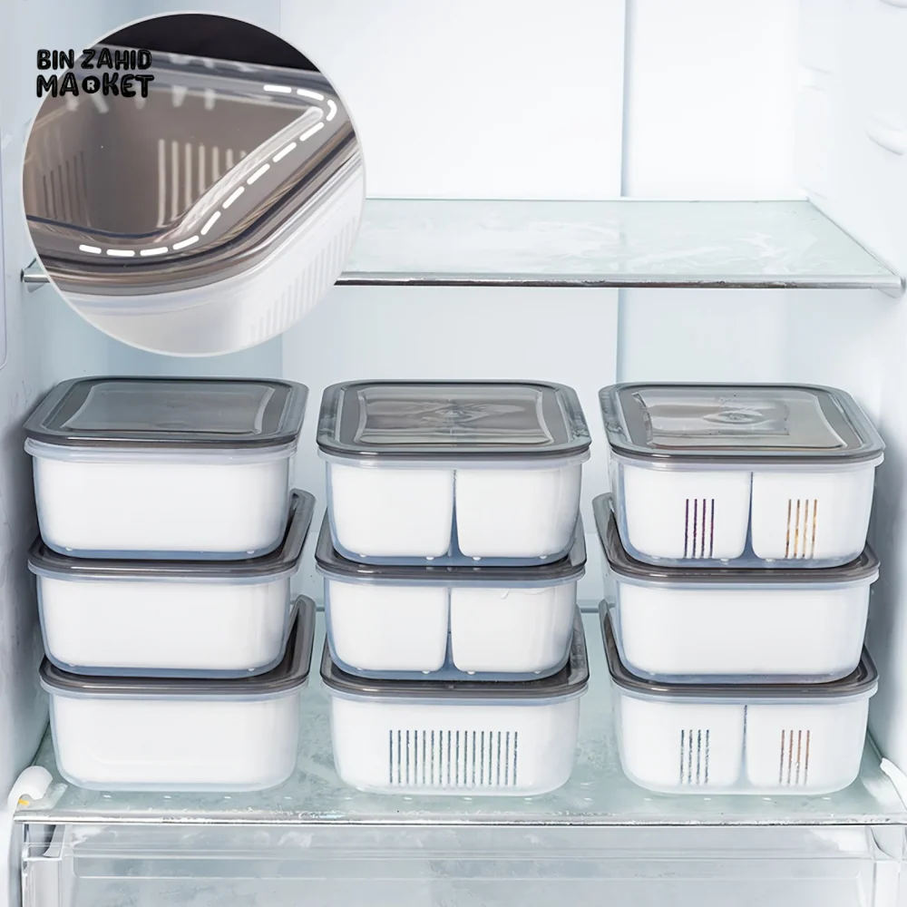 FRIDGE ORGANIZER, DIVIDED VEGETABLE & MEAT BOX, FOOD-GRADE, MICROWAVEABLE. - Image 8