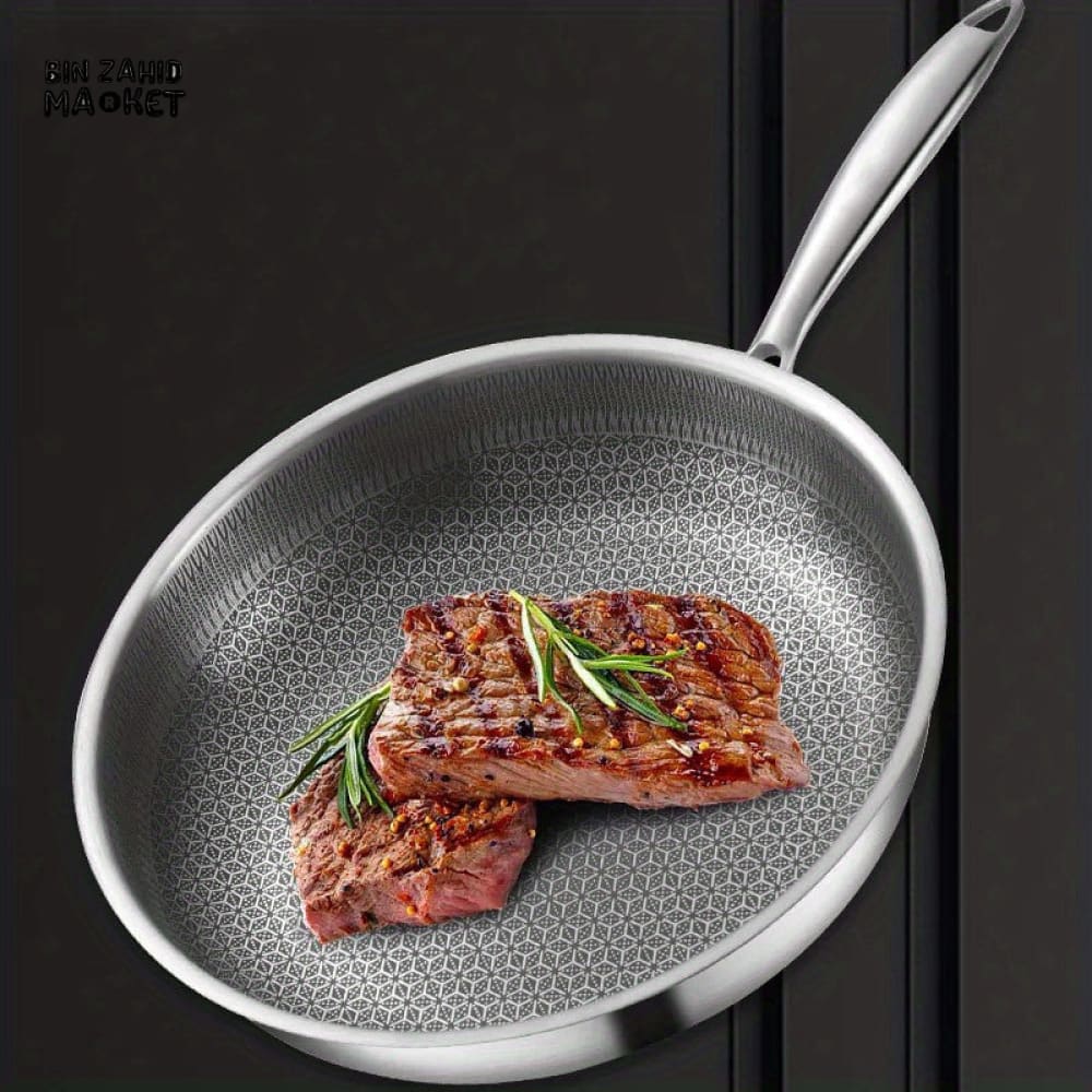 FRYING PAN – NON-COATED STAINLESS STEEL NON-STICK HONEYCOMB PAN MULTIFUNCTIONAL THICKENED POT FOR GAS & INDUCTION COOKER - Image 4