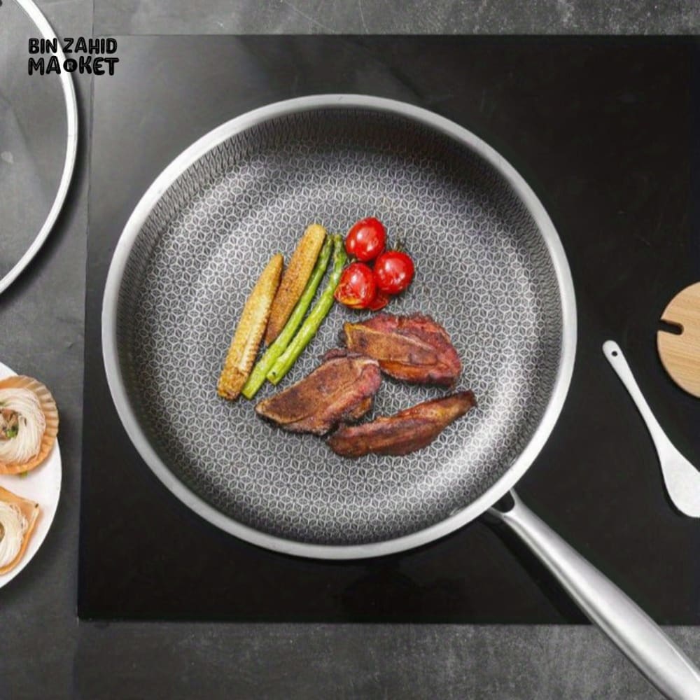 FRYING PAN – NON-COATED STAINLESS STEEL NON-STICK HONEYCOMB PAN MULTIFUNCTIONAL THICKENED POT FOR GAS & INDUCTION COOKER - Image 7