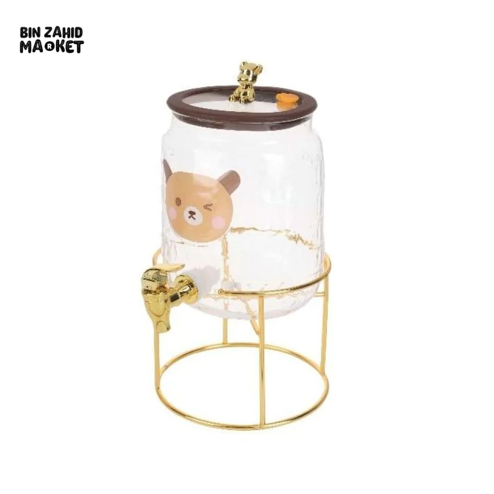 GLASS DISPENSER WITH TAP – 3.2 LITERS TRANSPARENT DRINK DISPENSER WITH METAL BASE GOLD ACCENTS - Image 2