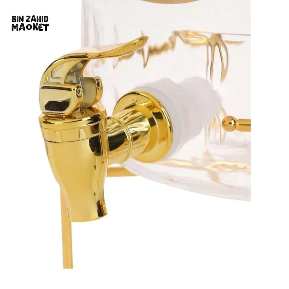 GLASS DISPENSER WITH TAP – 3.2 LITERS TRANSPARENT DRINK DISPENSER WITH METAL BASE GOLD ACCENTS - Image 3