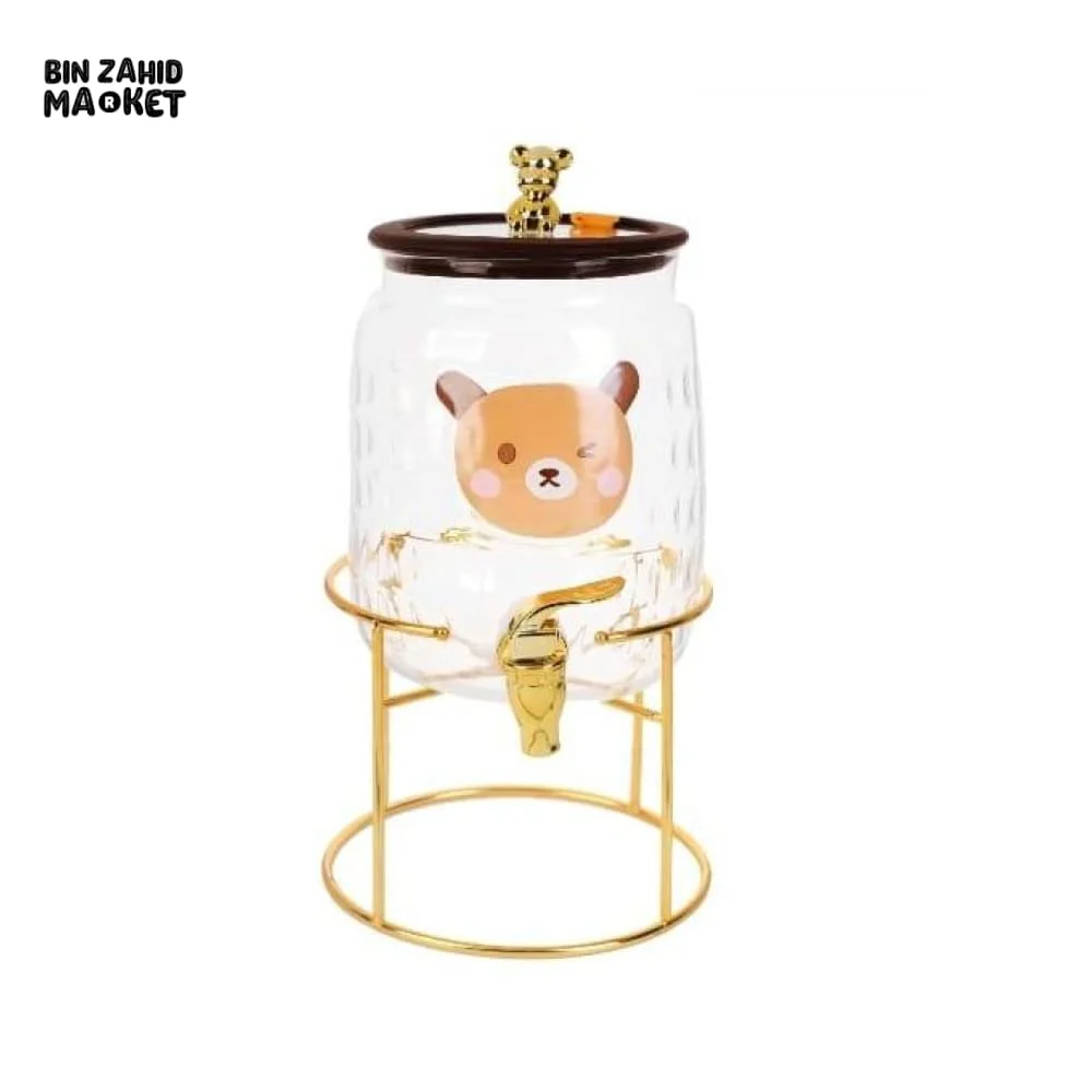 GLASS DISPENSER WITH TAP – 3.2 LITERS TRANSPARENT DRINK DISPENSER WITH METAL BASE GOLD ACCENTS - Image 4