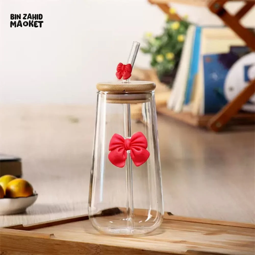 GLASSIUM BOW MUG WITH STRAW - 500ML - Image 2