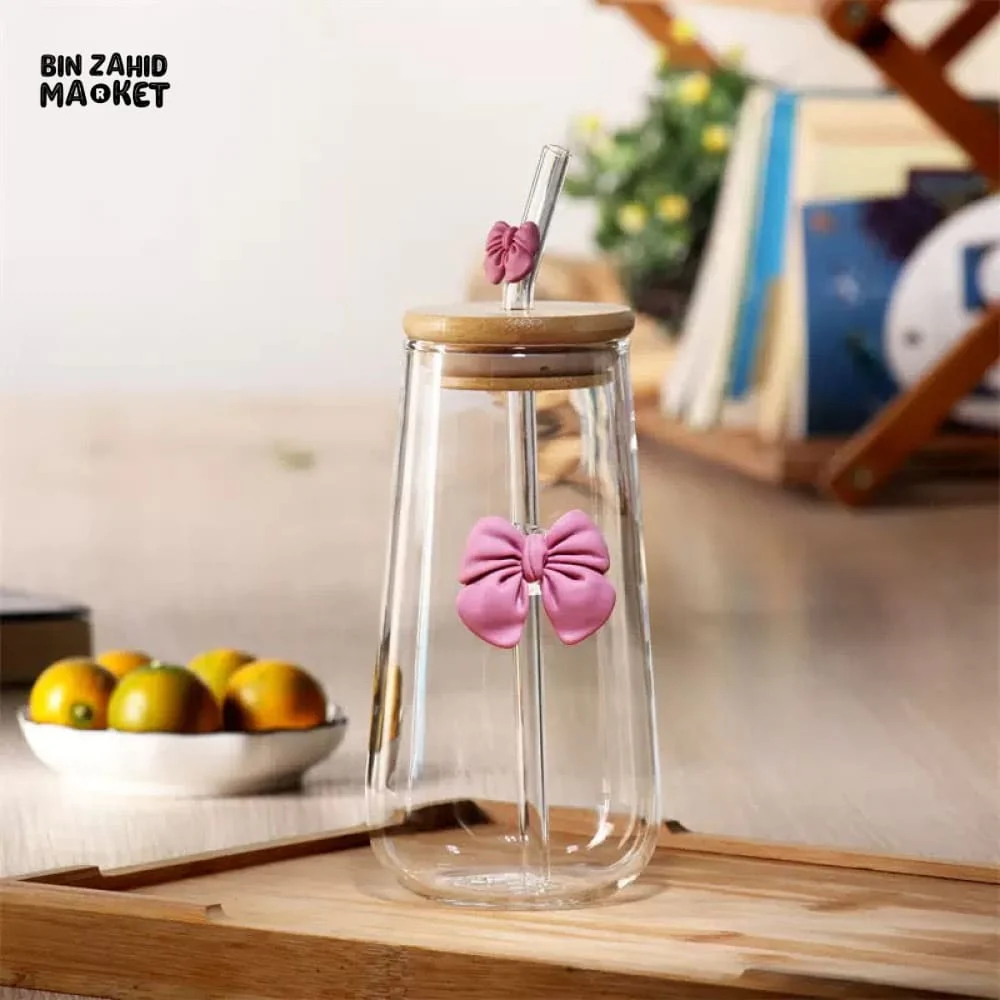 GLASSIUM BOW MUG WITH STRAW - 500ML - Image 3