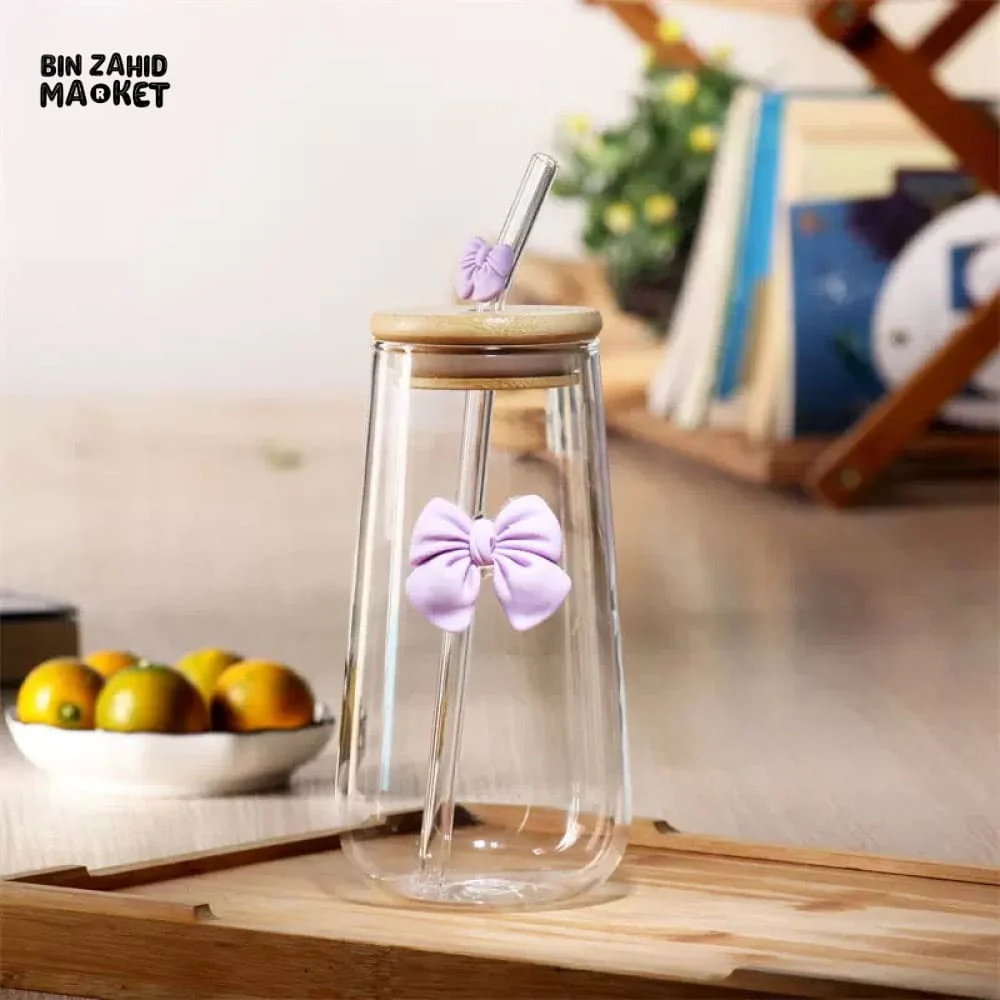 GLASSIUM BOW MUG WITH STRAW - 500ML - Image 4