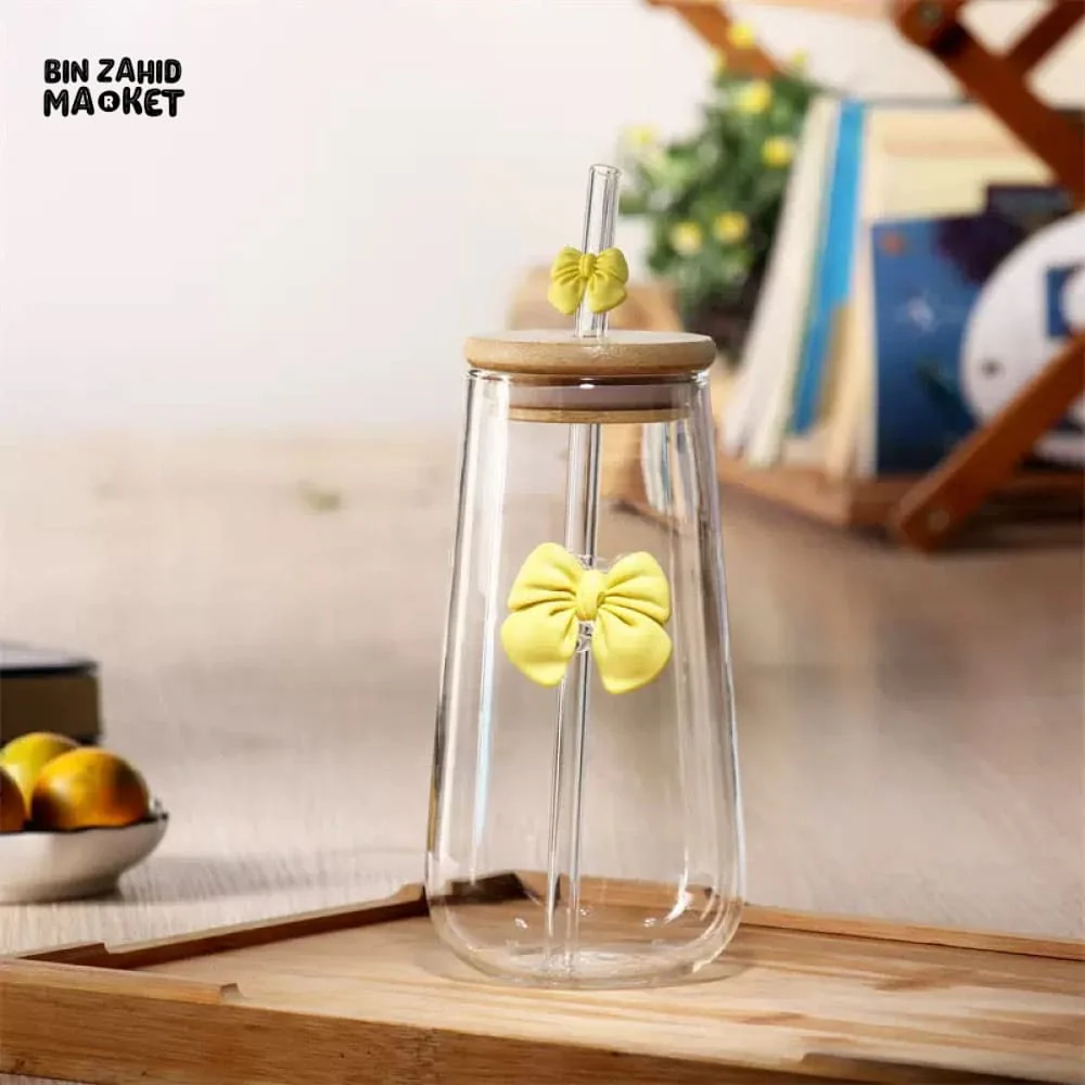 GLASSIUM BOW MUG WITH STRAW - 500ML - Image 5