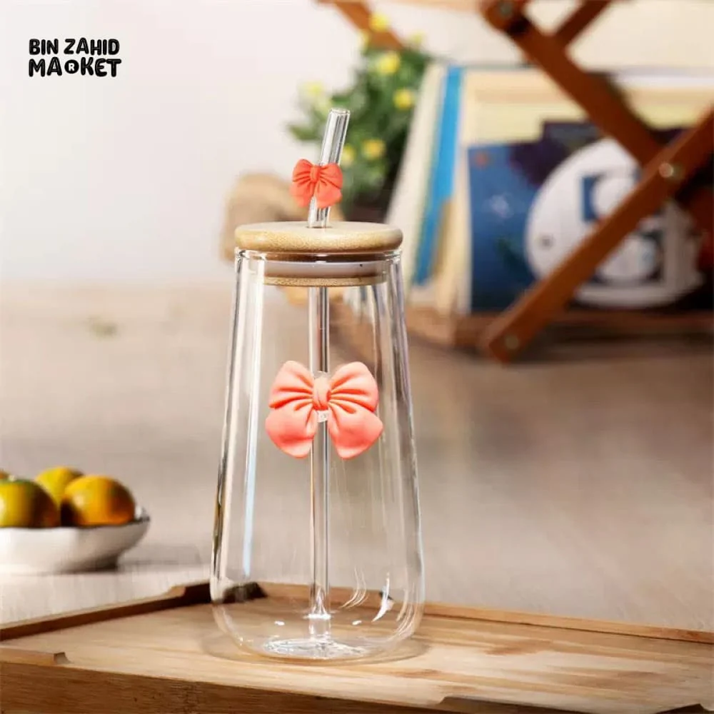 GLASSIUM BOW MUG WITH STRAW - 500ML - Image 6