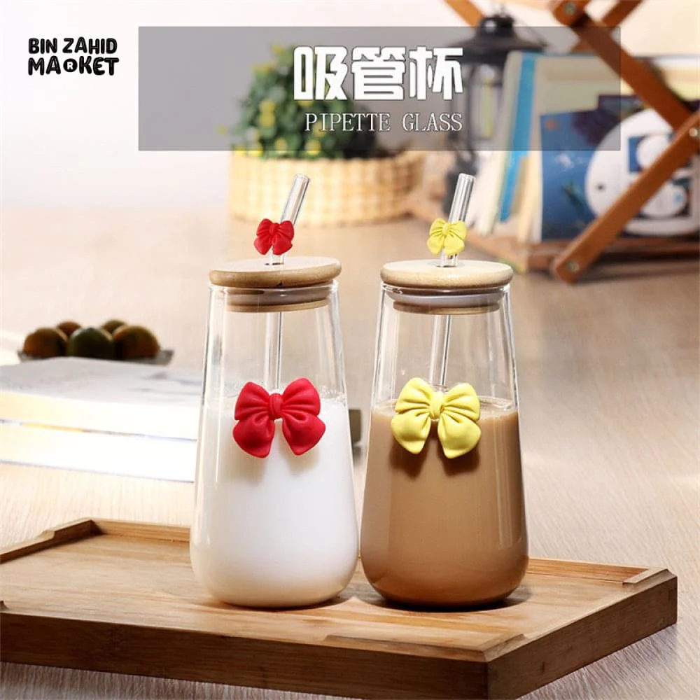 GLASSIUM BOW MUG WITH STRAW - 500ML - Image 7
