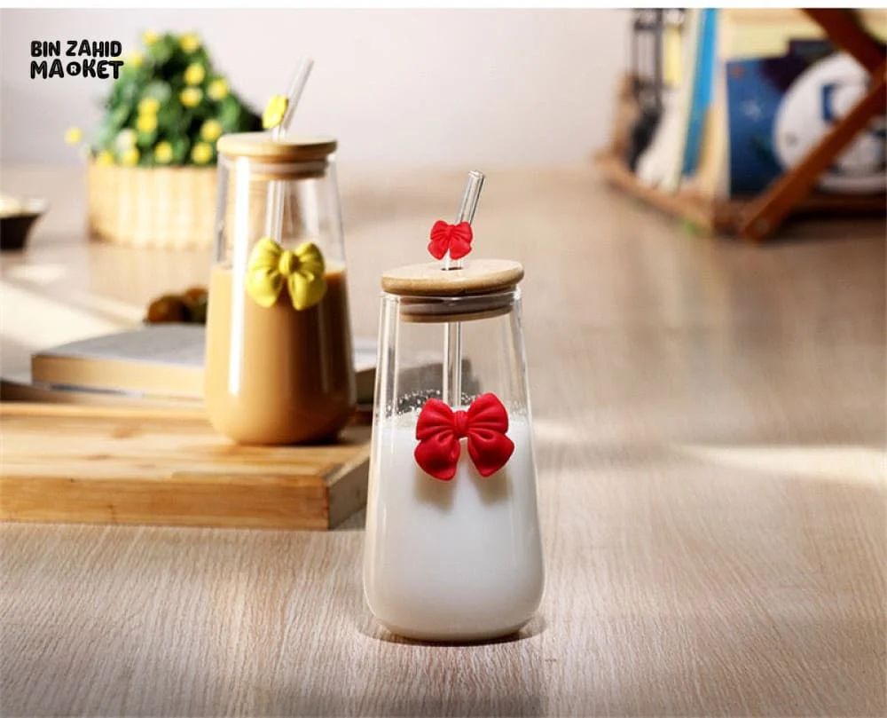 GLASSIUM BOW MUG WITH STRAW - 500ML - Image 8