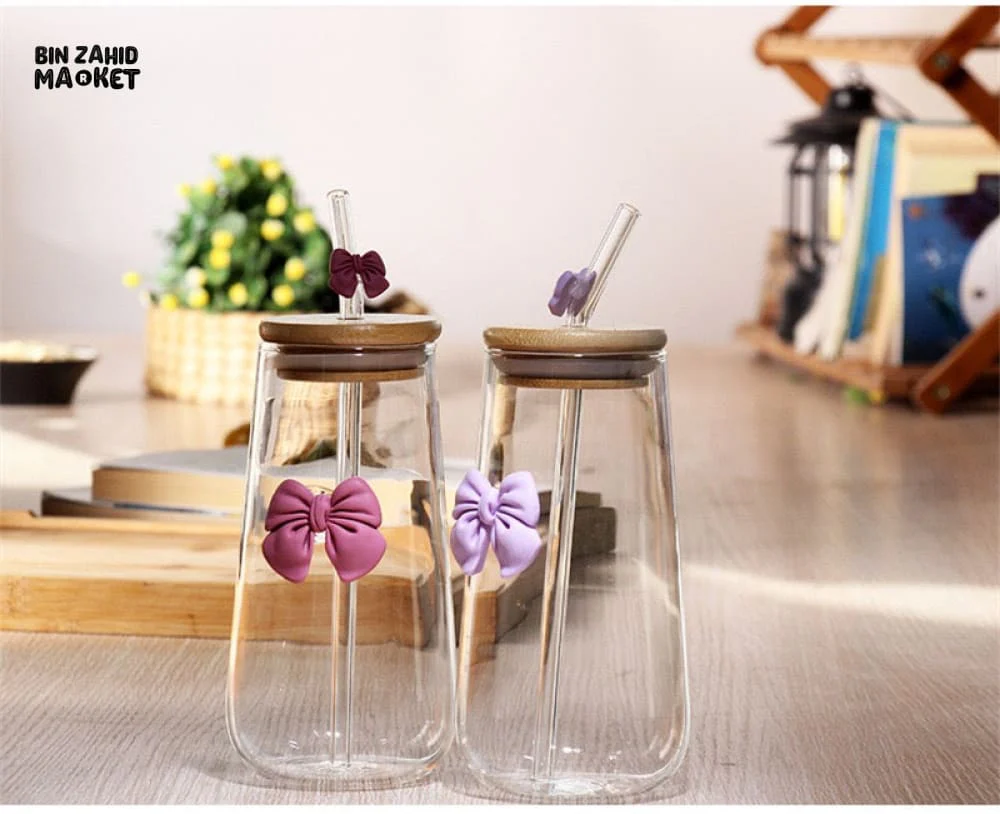 GLASSIUM BOW MUG WITH STRAW - 500ML - Image 9