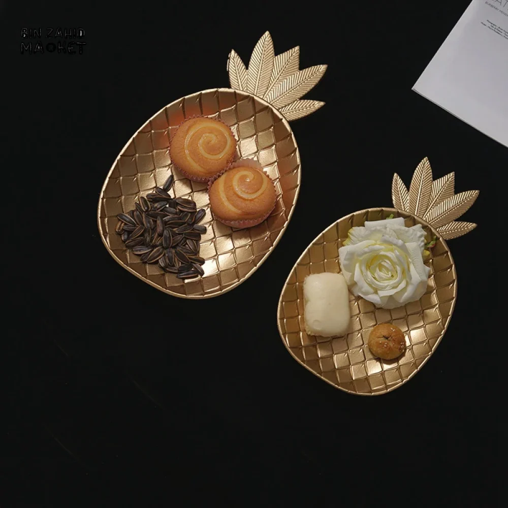 GOLD PINEAPPLE SHAPE DECORATIVE TRAY SERVING & STORAGE DISH - SMALL - Image 3