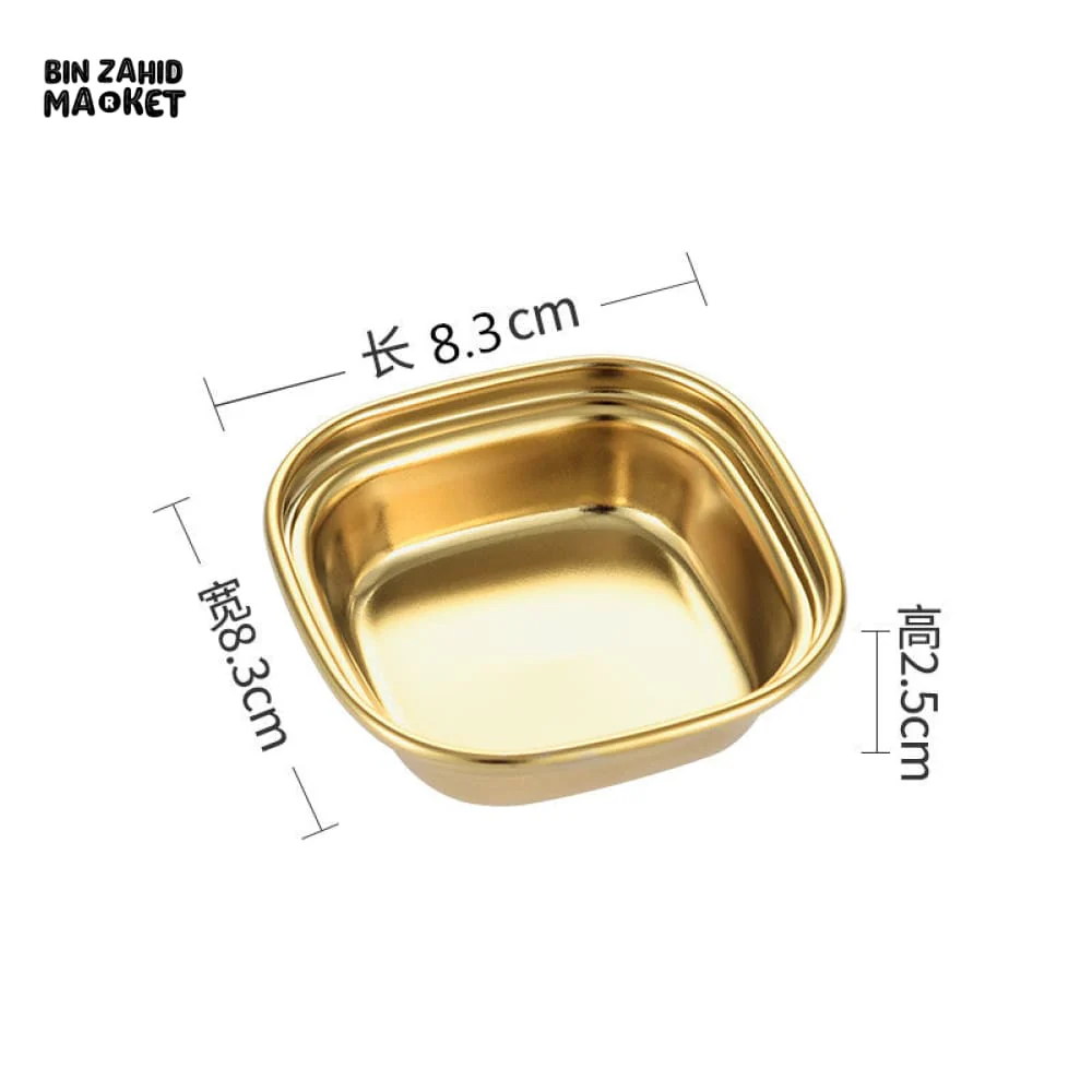 GOLDEN 3-PARTITION STAINLESS STEEL DIP BOWLS – LUXURY SAUCE PLATE & SEASONING TRAY FOR BBQ VINEGAR SPICES KETCHUP SALT & SUGAR FLAVOR - Image 11