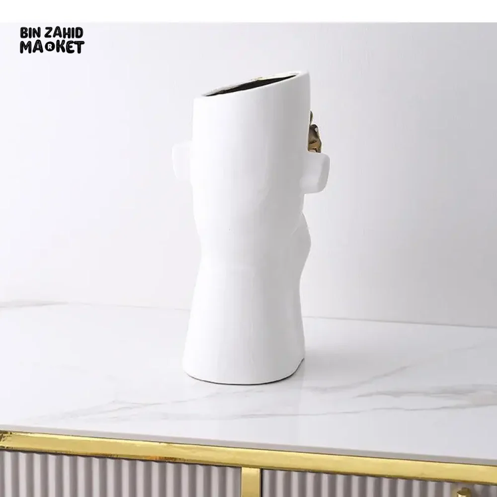 GOLDEN ROSE CERAMIC VASE - MODERN DESK DECOR & FLOWER ARRANGEMENT - Image 4