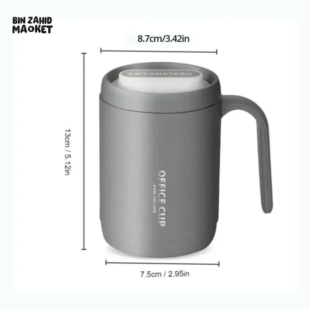 GRAY CREATIVE PORTABLE DRINKING CUP – LARGE CAPACITY COVERED COFFEE & MILK CUP FOR OFFICE KITCHEN & TRAVEL - Image 7