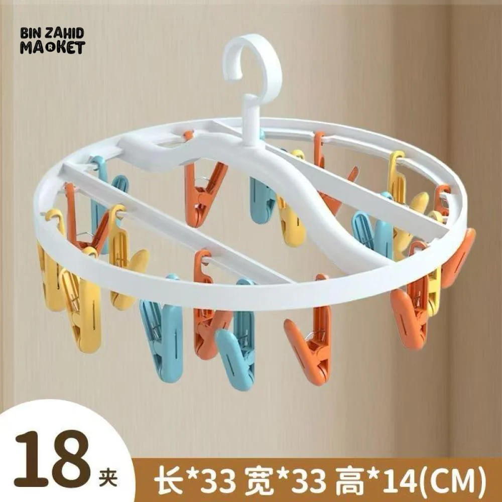 HANGING DRYING RACK 18 CLIPS – FOLDABLE CLOTHES PEG HANGER FOR LAUNDRY AND SOCKS - Image 2