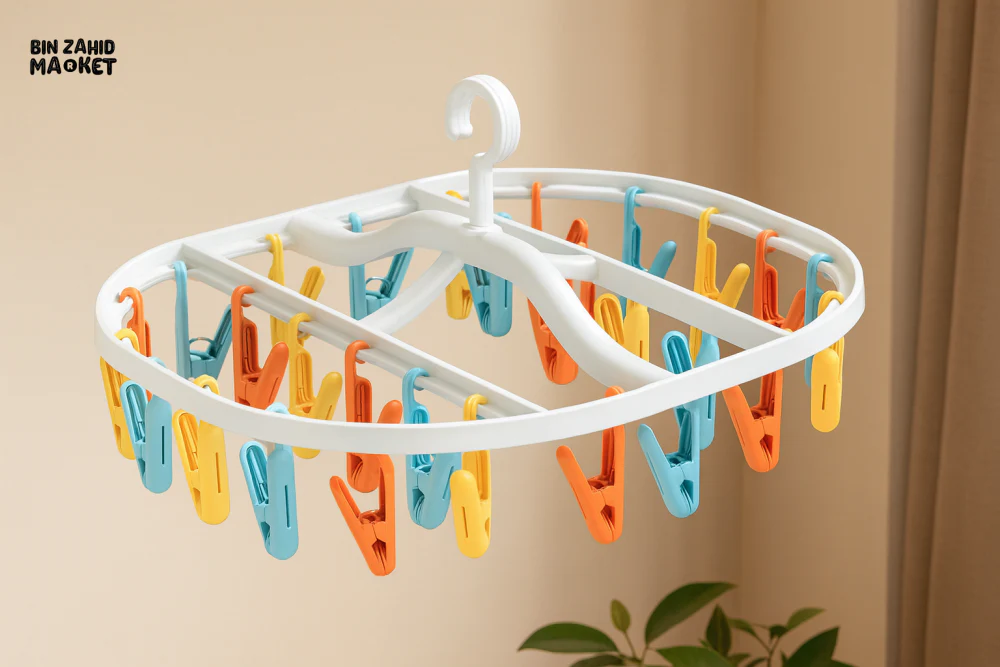 HANGING DRYING RACK 28 CLIPS – FOLDABLE CLOTHES PEG HANGER FOR LAUNDRY AND SOCKS - Image 2