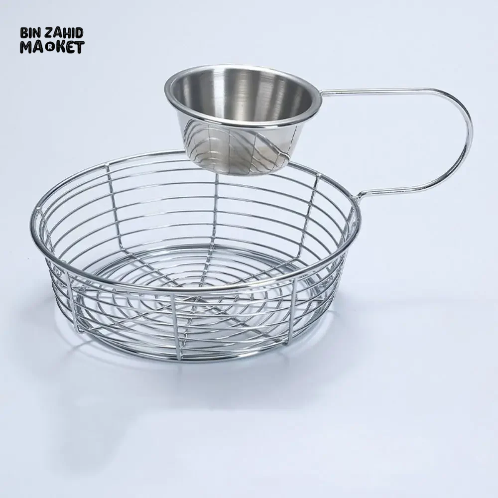 HANGING SAUCE CUP FRIES BASKET STAINLESS STEEL LIGHTWEIGHT RUST-PROOF PORTABLE SNACK TRAY - Image 5