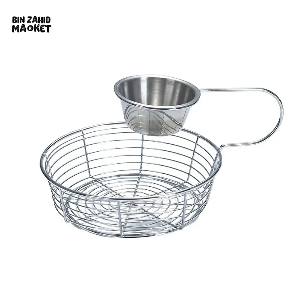 HANGING SAUCE CUP FRIES BASKET STAINLESS STEEL LIGHTWEIGHT RUST-PROOF PORTABLE SNACK TRAY - Image 7