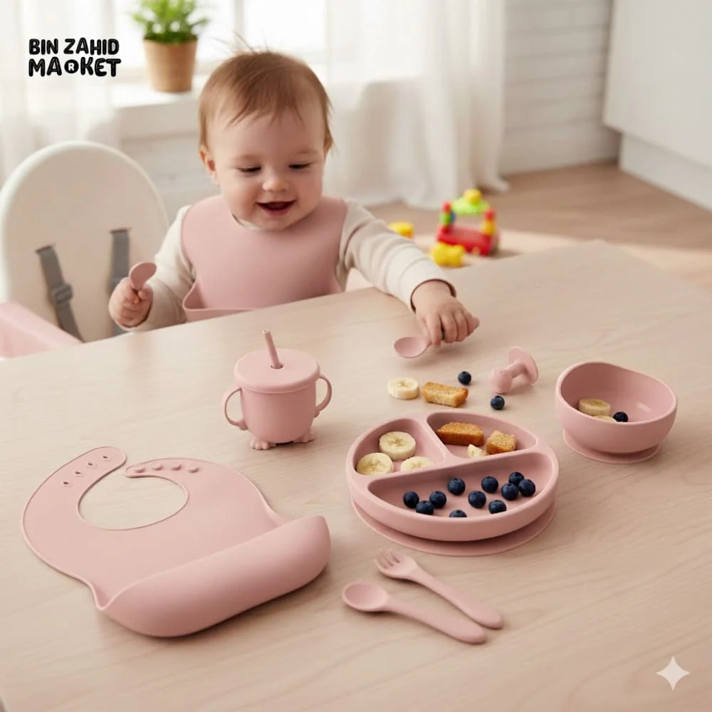 HAPPIMUMS SILICONE BABY 8IN1 TABLEWARE FEEDING SET - GREY - Image 3