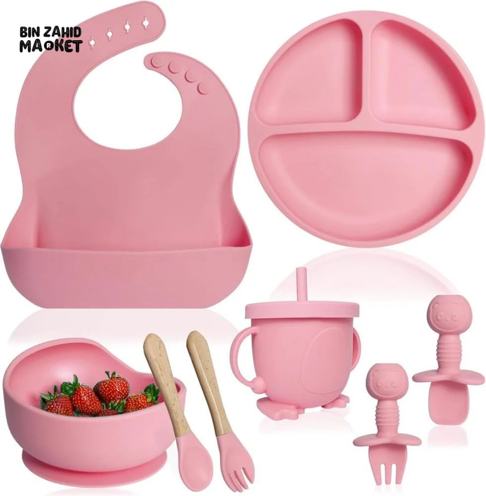 HAPPIMUMS SILICONE BABY 8IN1 TABLEWARE FEEDING SET - GREY - Image 4