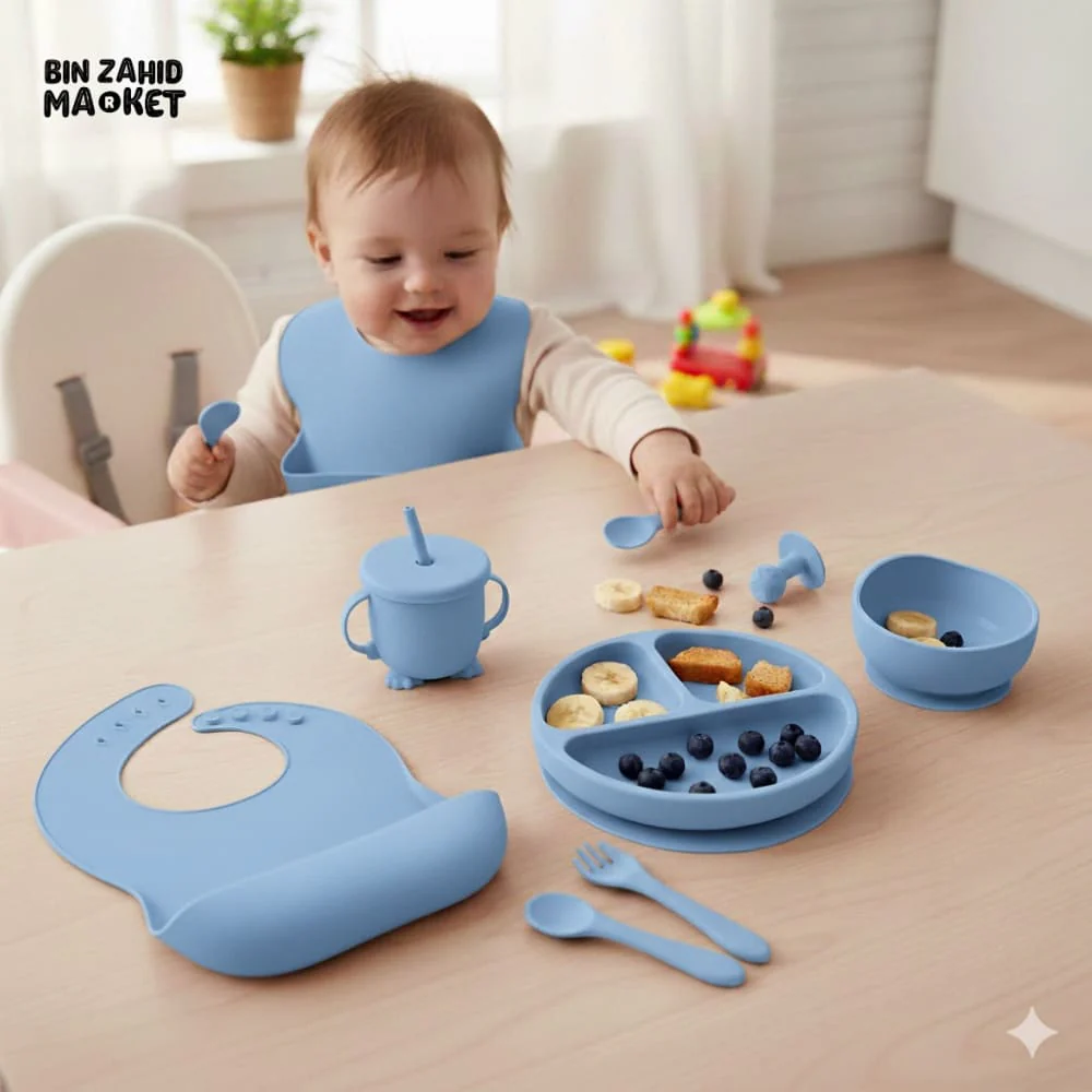HAPPIMUMS SILICONE BABY 8IN1 TABLEWARE FEEDING SET - GREY - Image 5