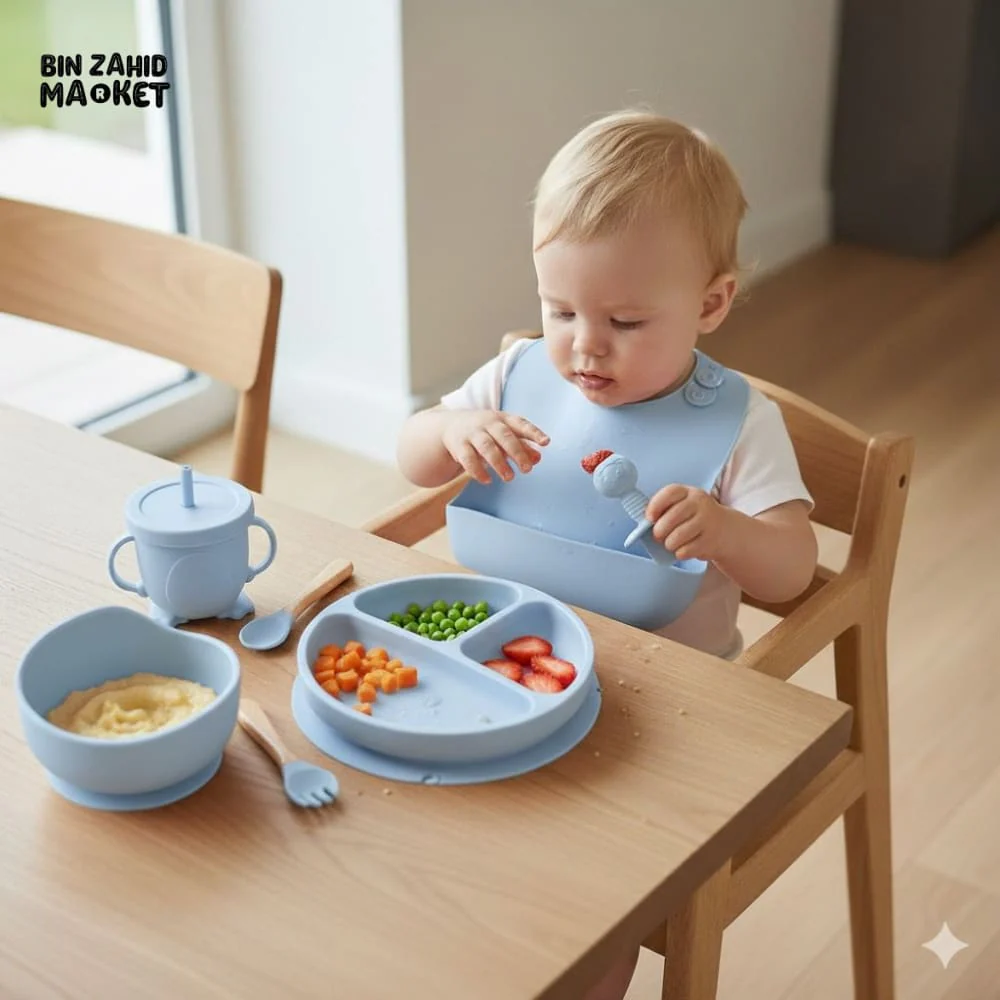 HAPPIMUMS SILICONE BABY 8IN1 TABLEWARE FEEDING SET - GREY - Image 6