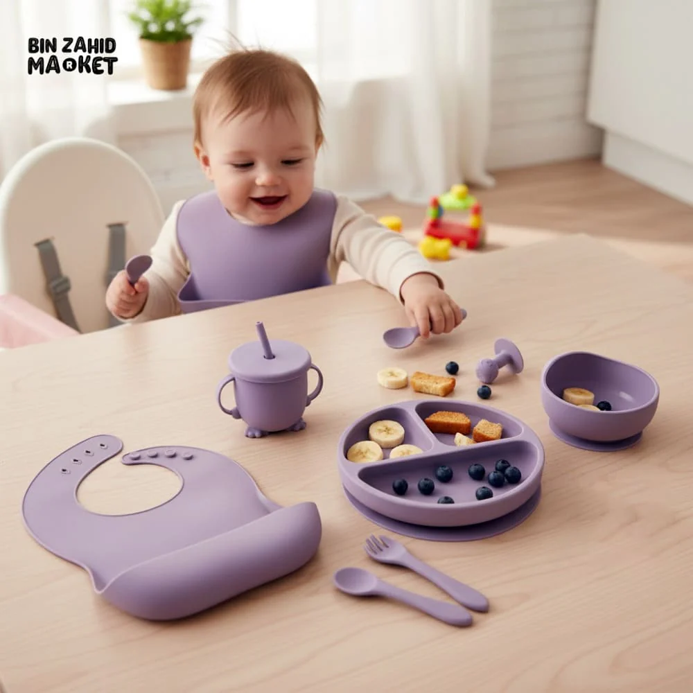HAPPIMUMS SILICONE BABY 8IN1 TABLEWARE FEEDING SET - GREY - Image 7