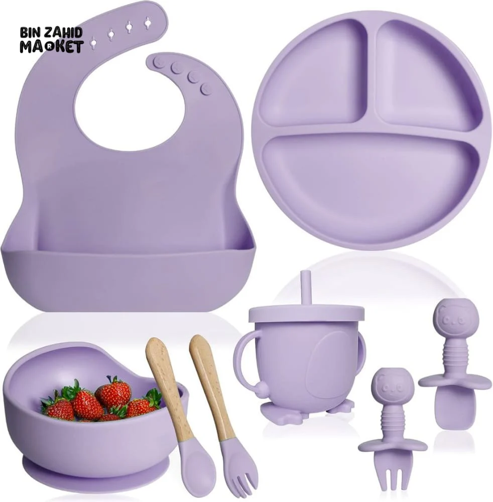 HAPPIMUMS SILICONE BABY 8IN1 TABLEWARE FEEDING SET - GREY - Image 8