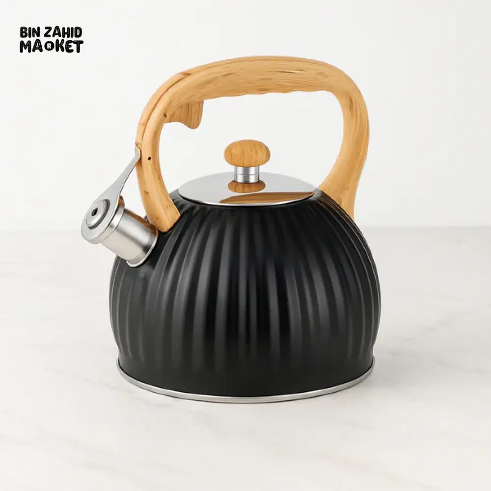 HAUSROLAND AURAKETTLE –  TEA KETTLE WITH STAINLESS SPOUT & WOOD HANDLE - BLACK - Image 3