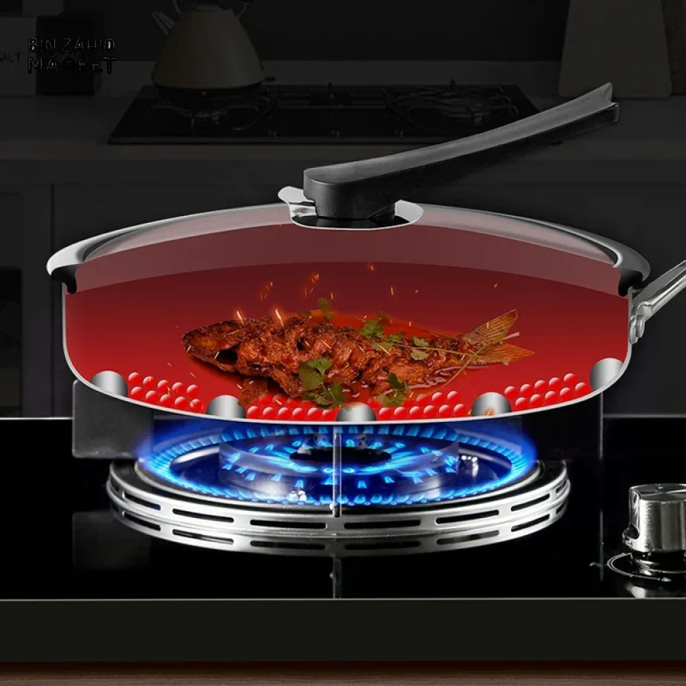 HIGH-QUALITY 316/304 SS FRYING PAN HONEYCOMB DESIGN NON-STICK SUITABLE FOR ALL COOKTOP WITHOUT CAP - Image 3
