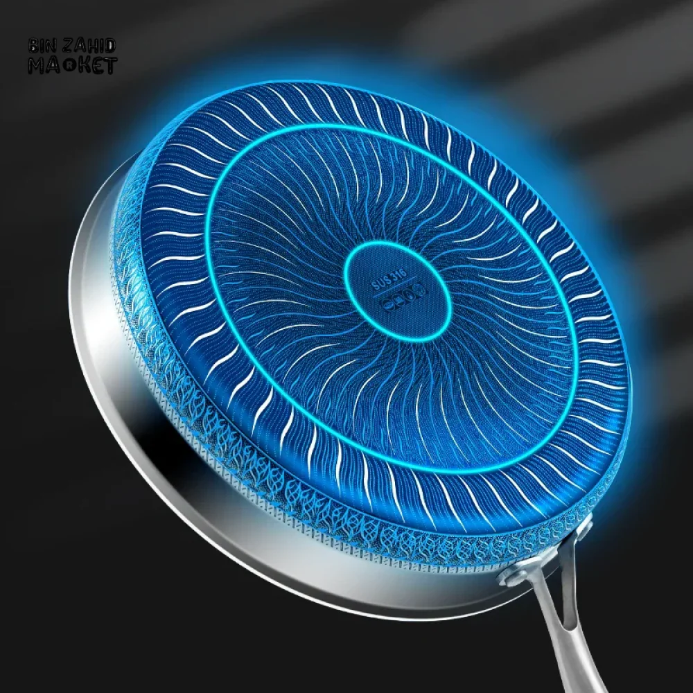 HIGH-QUALITY 316/304 SS FRYING PAN HONEYCOMB DESIGN NON-STICK SUITABLE FOR ALL COOKTOP WITHOUT CAP - Image 5