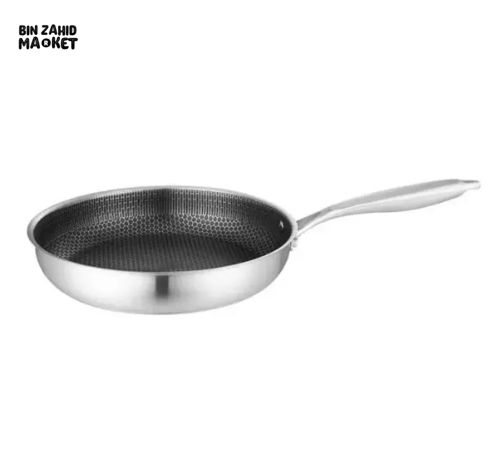 HIGH-QUALITY 316/304 SS FRYING PAN HONEYCOMB DESIGN NON-STICK SUITABLE FOR ALL COOKTOP WITHOUT CAP - Image 6