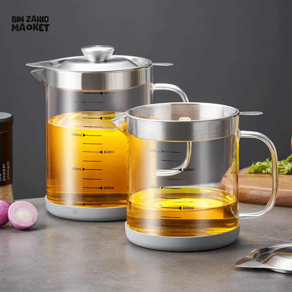 HIGH-TEMPERATURE RESISTANT GLASS OIL FILTER POT - 1200ML - Image 4