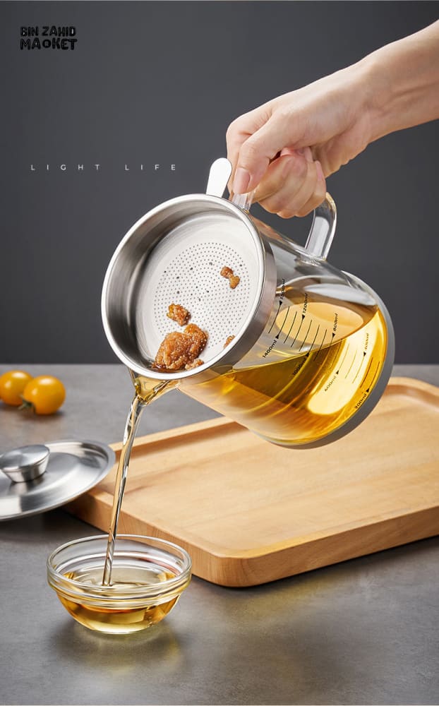 HIGH-TEMPERATURE RESISTANT GLASS OIL FILTER POT - 1200ML - Image 7