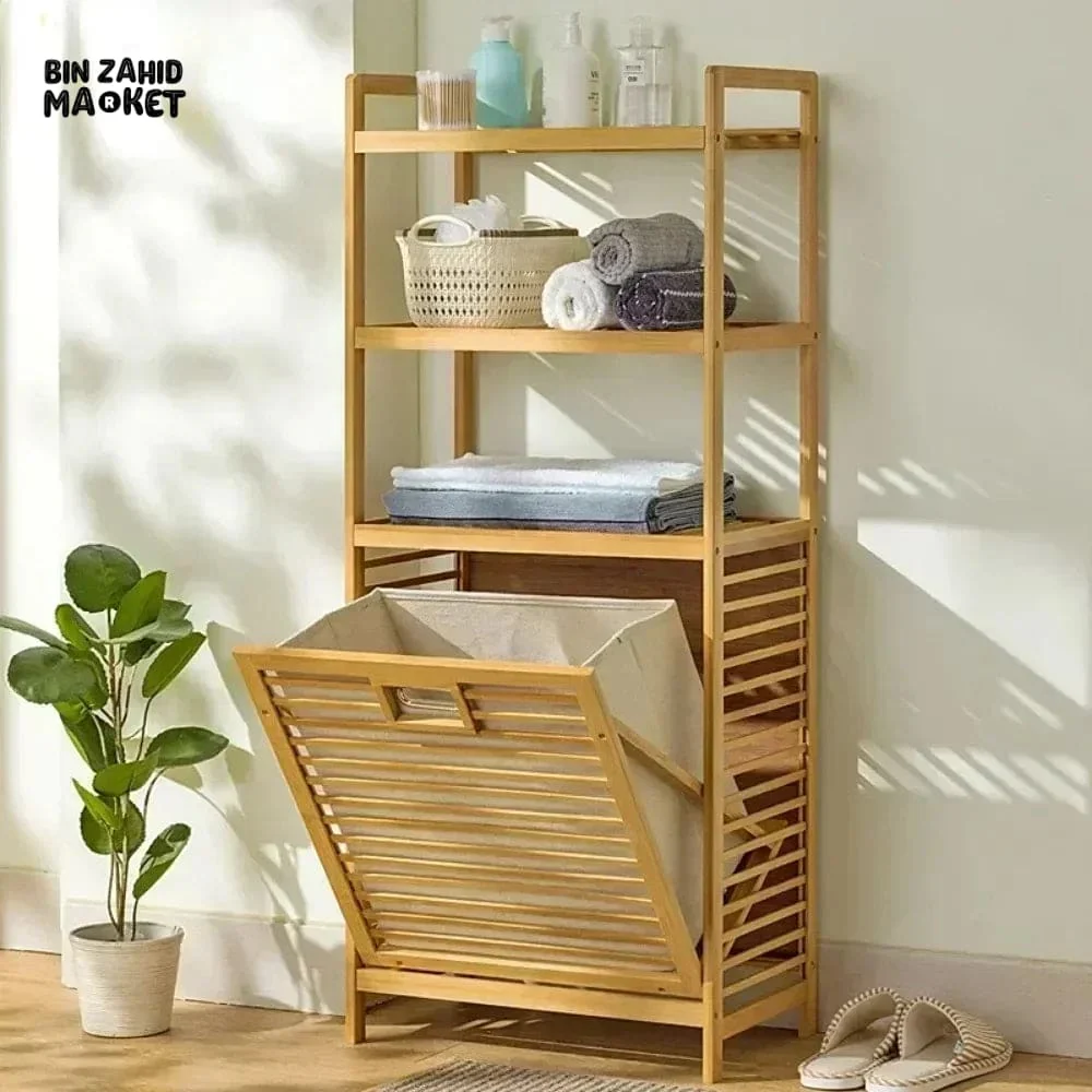 HOMDELUX BAMBOO LAUNDRY BASKET - 3-TIERS