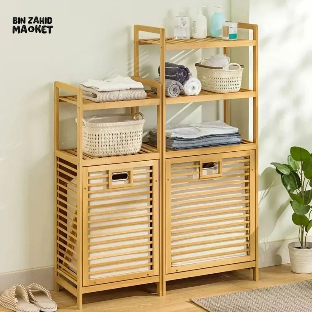 HOMDELUX BAMBOO LAUNDRY BASKET - 3-TIERS - Image 2