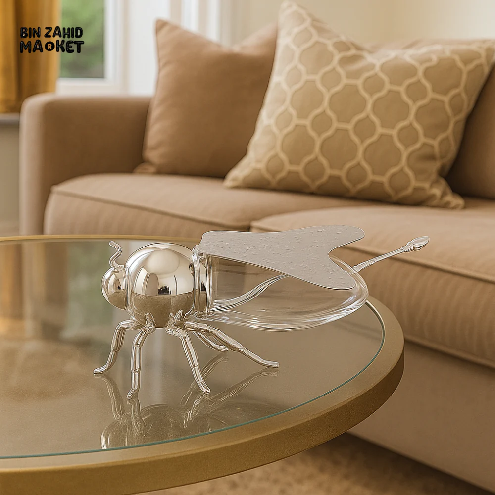 HONEY BEE SUGAR POT – LUXURY TABLE DECOR CONTAINER - SILVER JWG-044