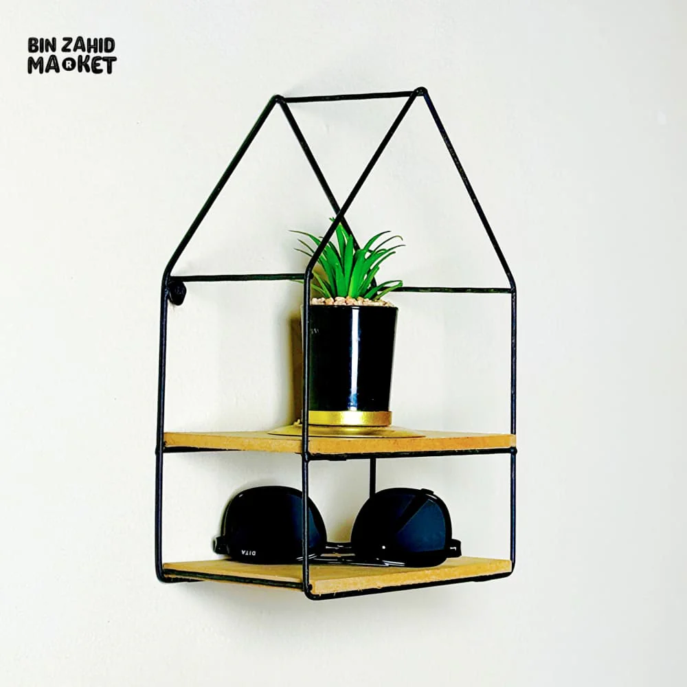 HUT-STYLE WALL SHELF - DOUBLE WOODEN LAYER STYLE
