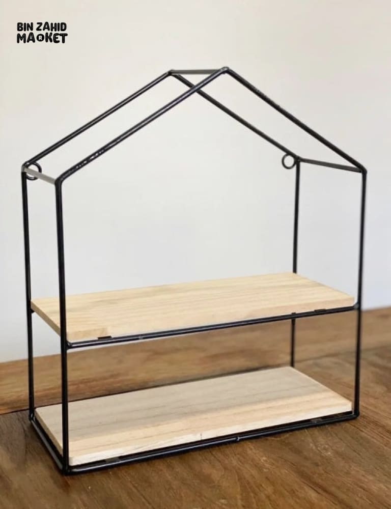 HUT-STYLE WALL SHELF - DOUBLE WOODEN LAYER STYLE - Image 3