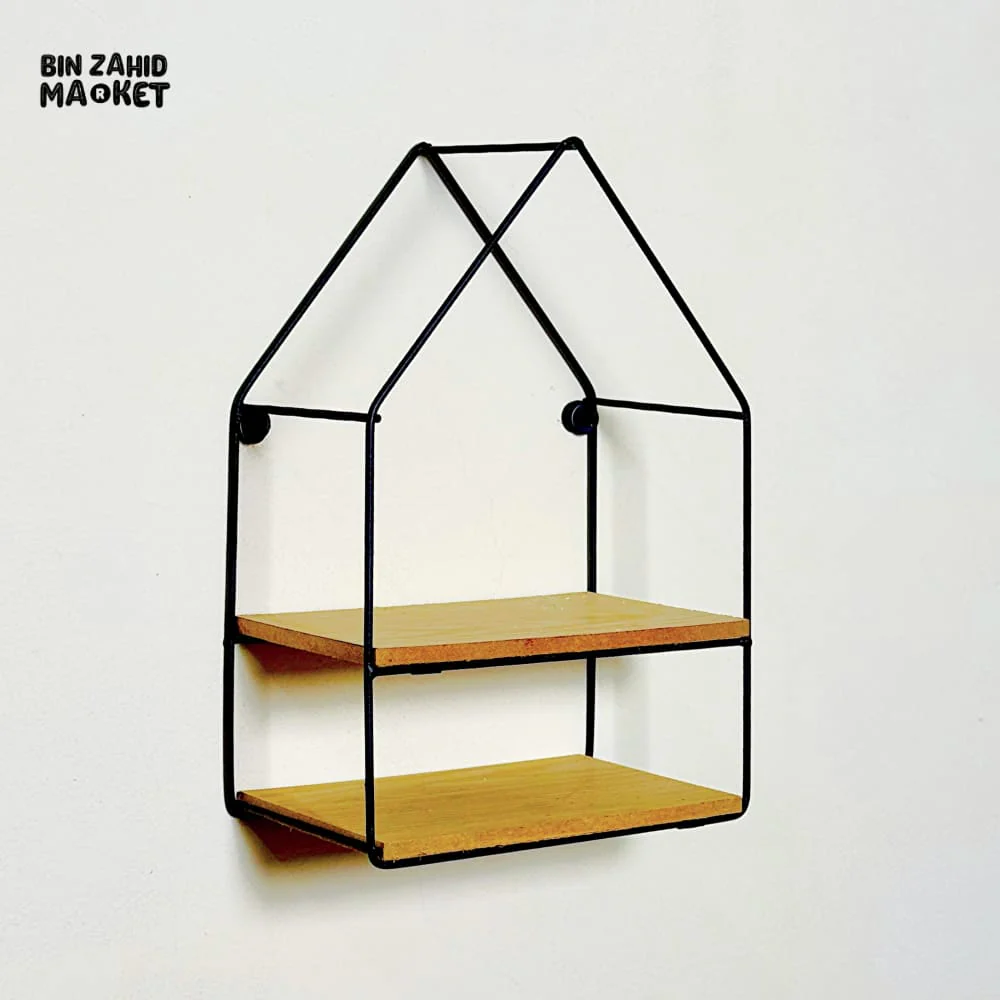 HUT-STYLE WALL SHELF - DOUBLE WOODEN LAYER STYLE - Image 4