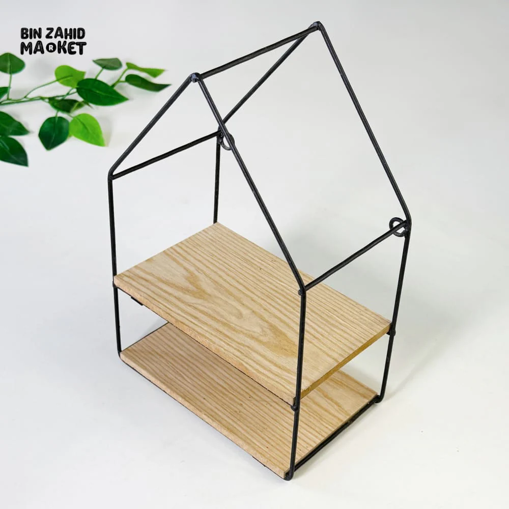 HUT-STYLE WALL SHELF - DOUBLE WOODEN LAYER STYLE - Image 5