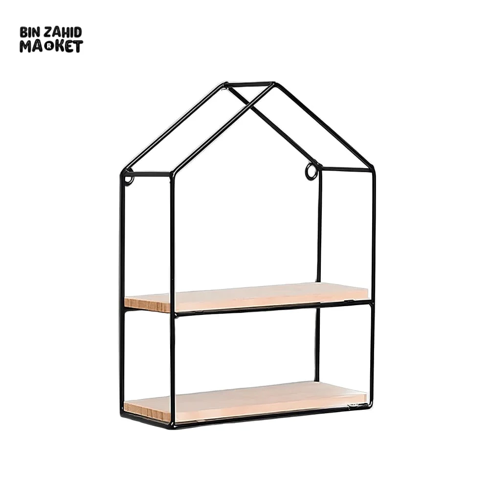 HUT-STYLE WALL SHELF - DOUBLE WOODEN LAYER STYLE - Image 6