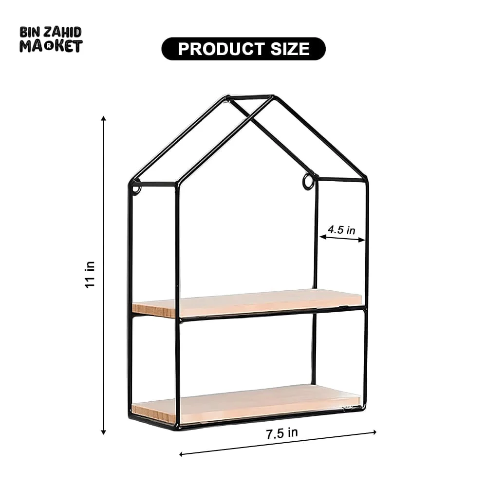 HUT-STYLE WALL SHELF - DOUBLE WOODEN LAYER STYLE - Image 7
