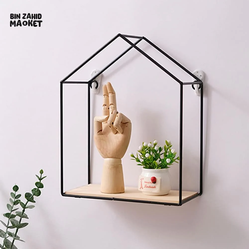 HUT-STYLE WALL SHELF - SINGLE WOODEN LAYER STYLE - Image 2