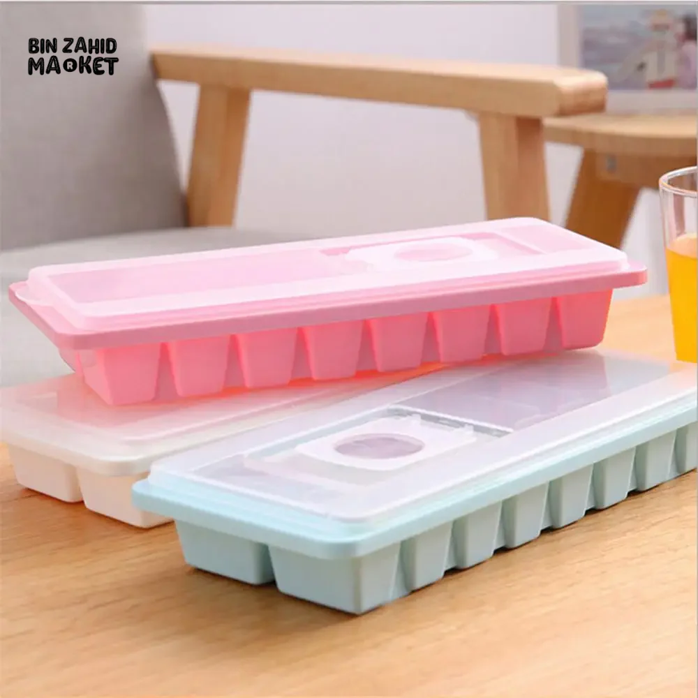 ICE CUBE TRAY WITH LID NON-STICK PLASTIC MOLD FOR JELLY & DRINKS - Image 10