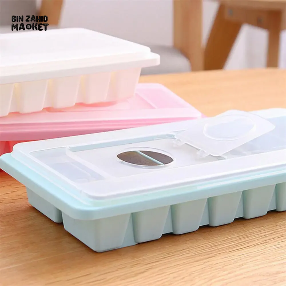 ICE CUBE TRAY WITH LID NON-STICK PLASTIC MOLD FOR JELLY & DRINKS - Image 12