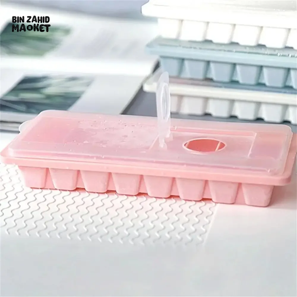 ICE CUBE TRAY WITH LID NON-STICK PLASTIC MOLD FOR JELLY & DRINKS - Image 13