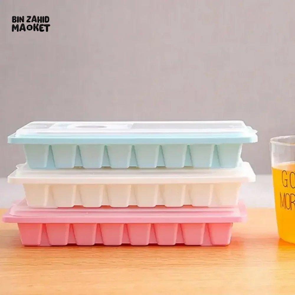 ICE CUBE TRAY WITH LID NON-STICK PLASTIC MOLD FOR JELLY & DRINKS - Image 2