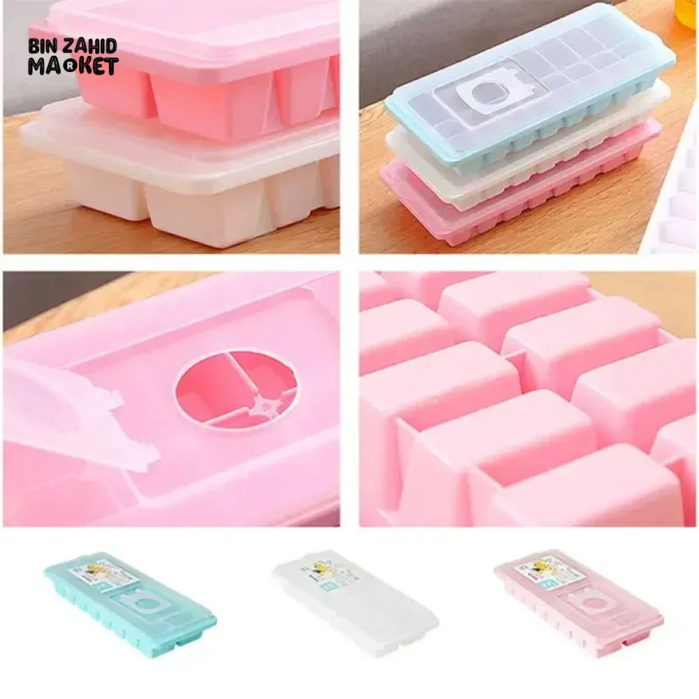 ICE CUBE TRAY WITH LID NON-STICK PLASTIC MOLD FOR JELLY & DRINKS - Image 3
